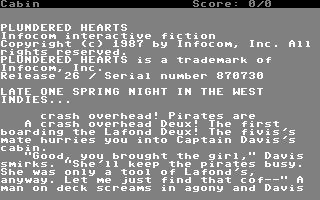 Plundered Hearts screenshot 3 for Commodore 64